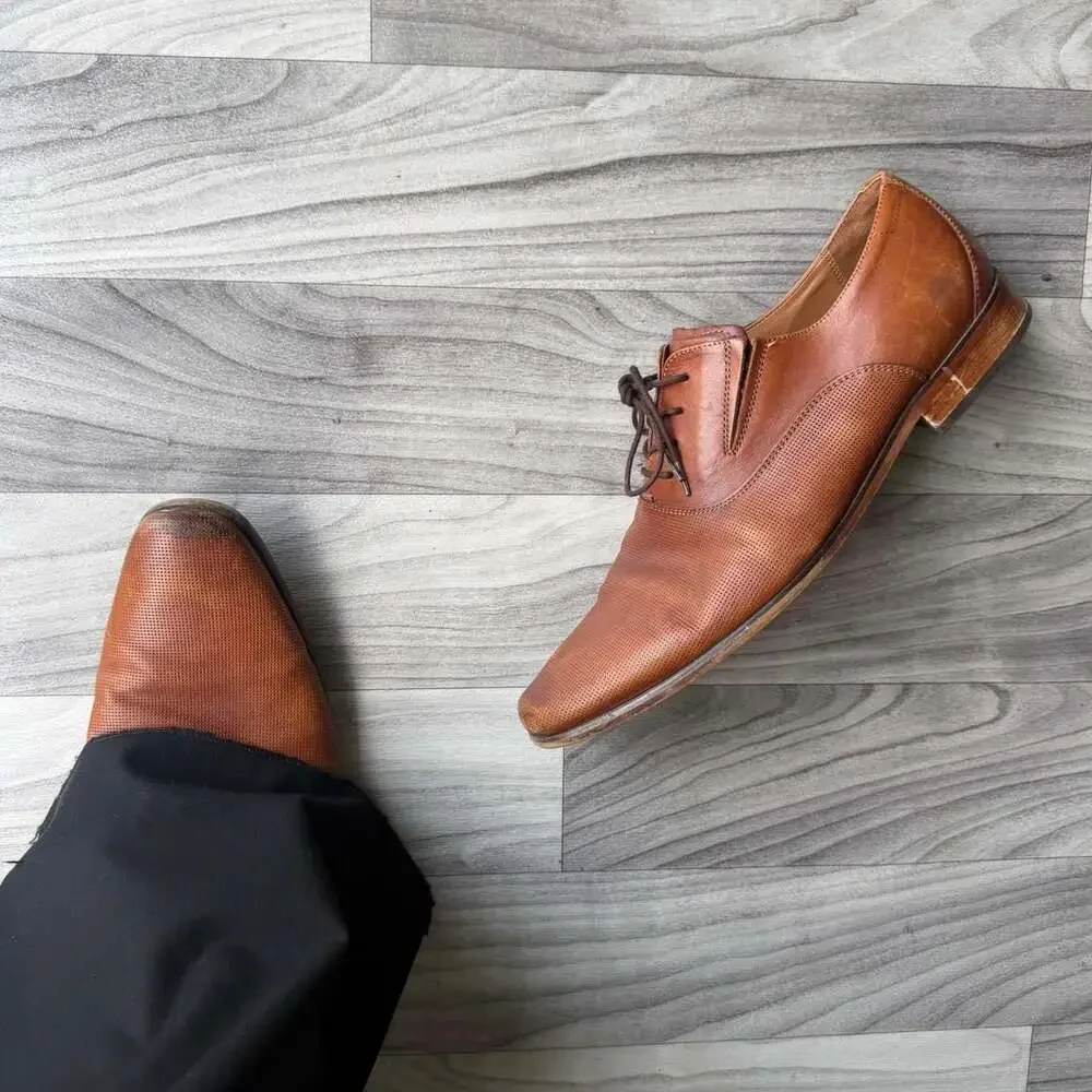 Aldo Brown Leather Perforated Lace-Up Dress Shoes